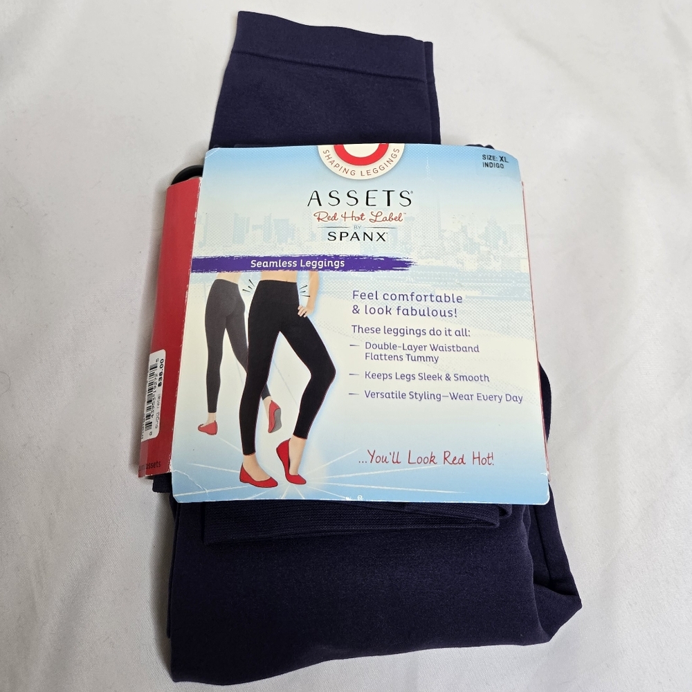 NEW Spanx indigo blue shaping seamless smooth flattering high waist leggings XL‎